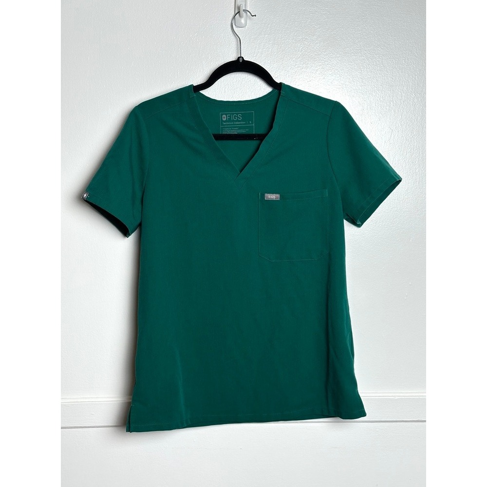 FIGS Catarina One-Pocket Scrub Top Hunter Green Small